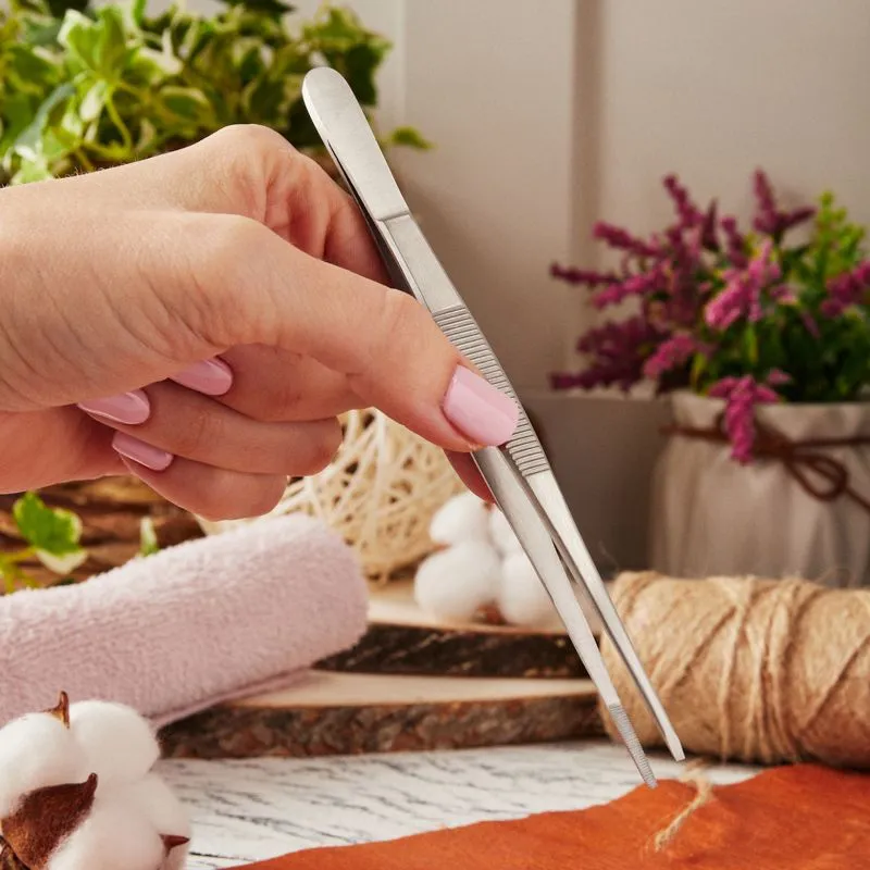 Пинцет прямой, рифленый 155мм ПРОФИ - Фото 4