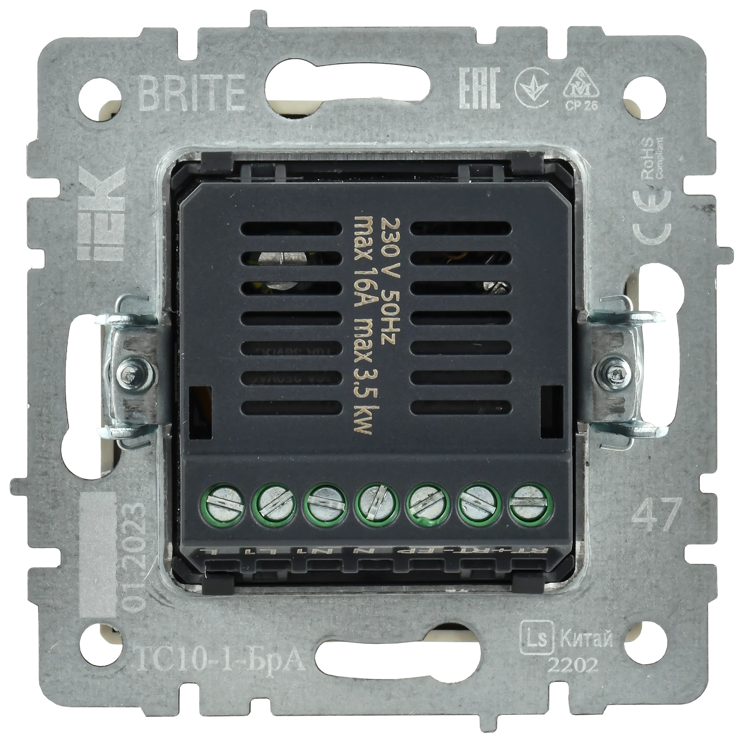 BRITE Термостат электронный с индикацией ТС10-1-БрА алюминий IEK - Фото 5