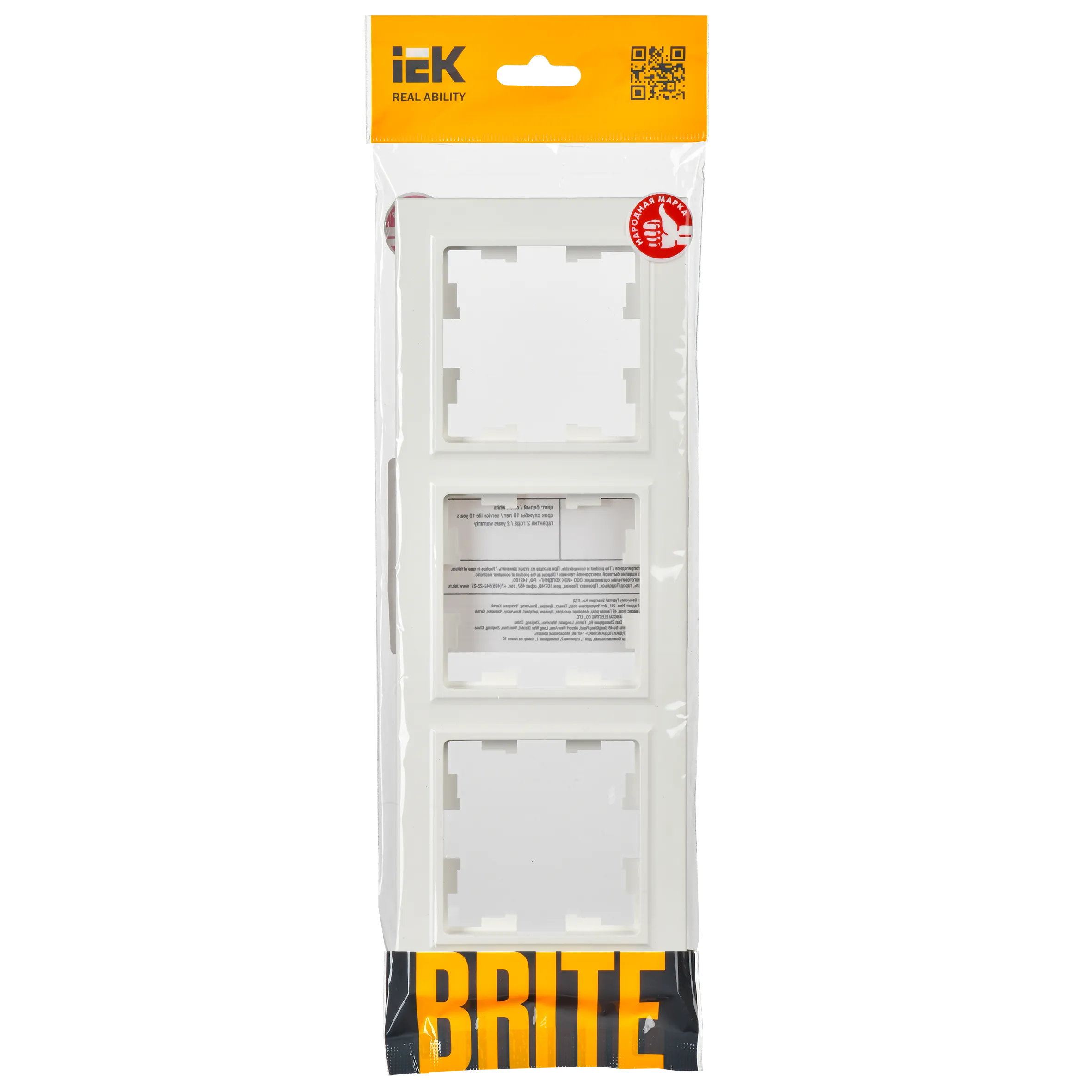 BRITE Рамка 3-местная РУ-3-БрБ белый IEK - Фото 2