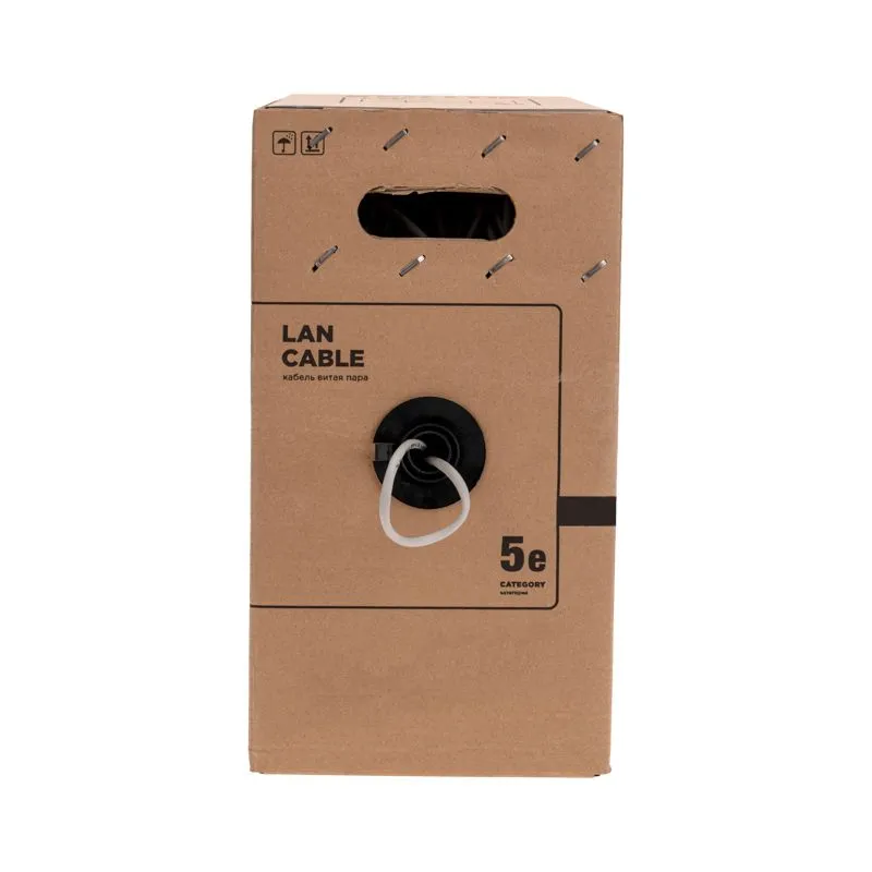 Кабель витая пара U/UTP, CAT 5e, PVC нг(А)-LS, 4х2х0,52мм, 4PR, 24AWG, INDOOR, SOLID, серый, 305м, РФ REXANT - Фото 3