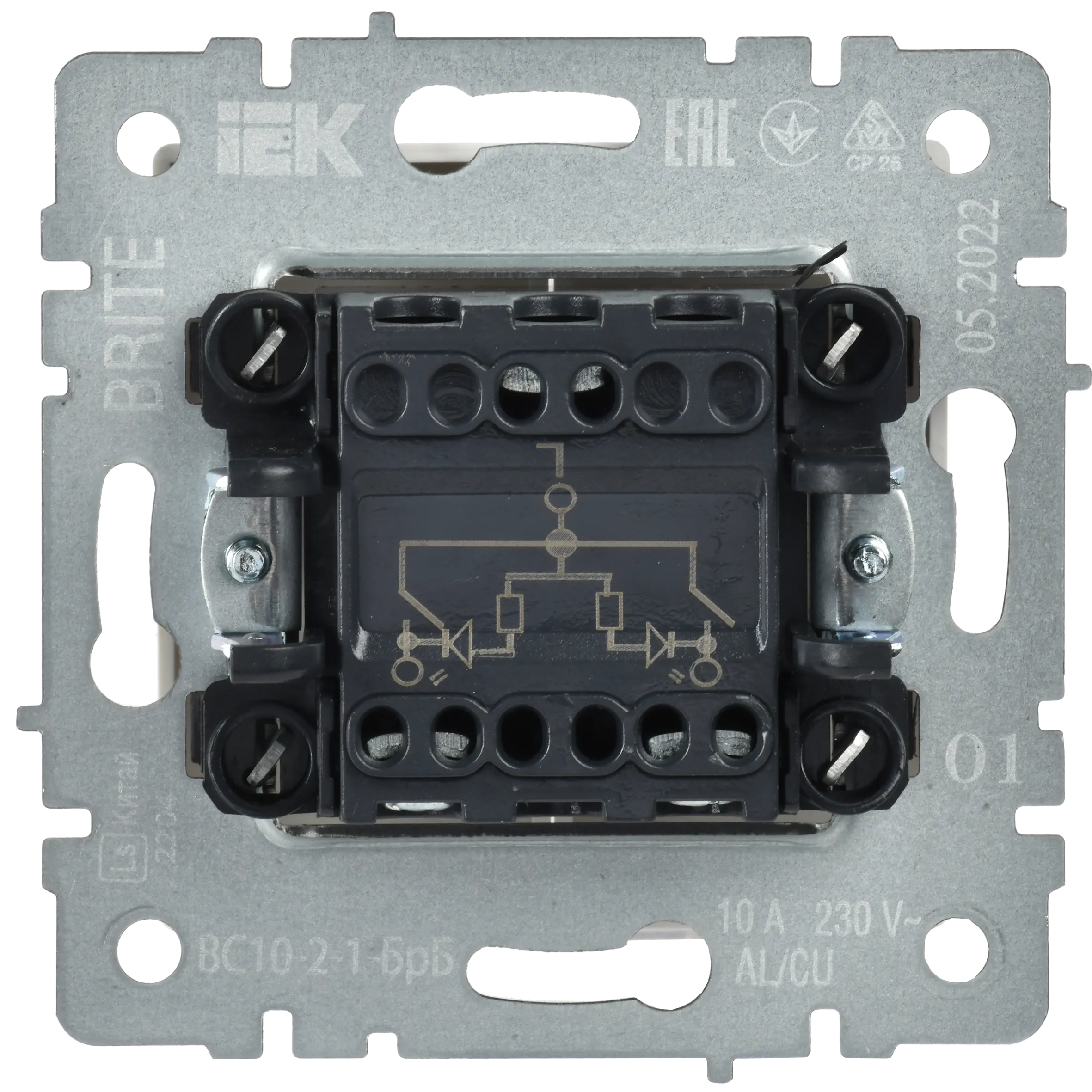 BRITE Выключатель 2-клавишный с индикацией 10А ВС10-2-1-БрБ белый IEK - Фото 5