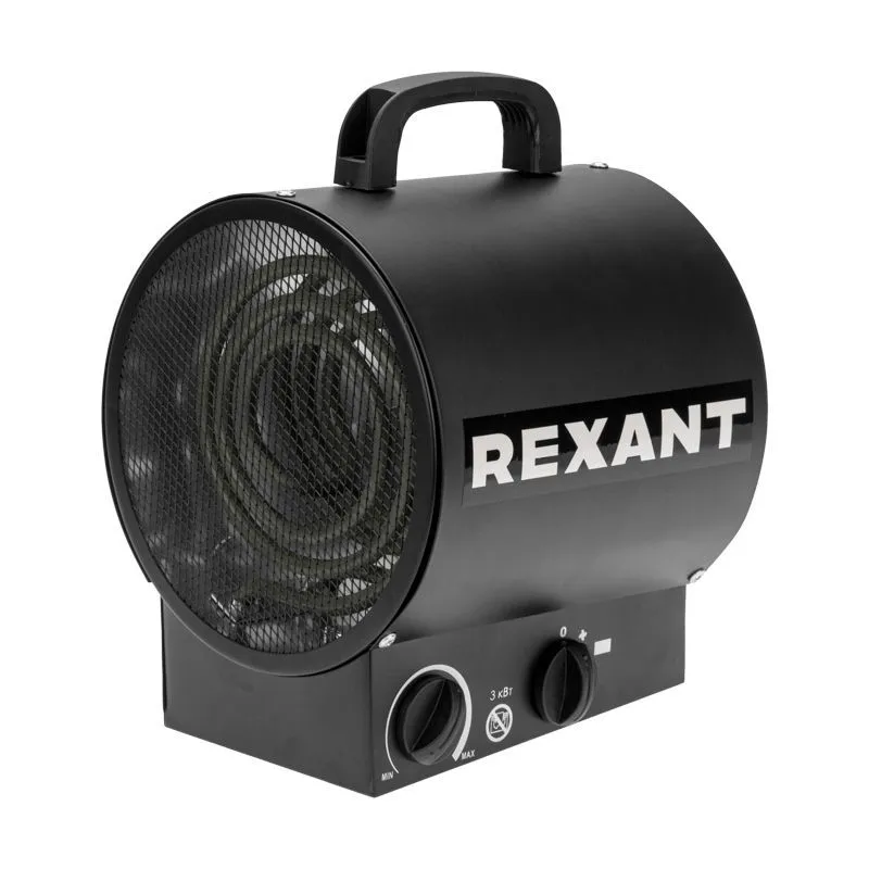 Пушка тепловая электрическая, круглая, прямоугольная подставка, ТЭН, 3кВт REXANT 60-0037