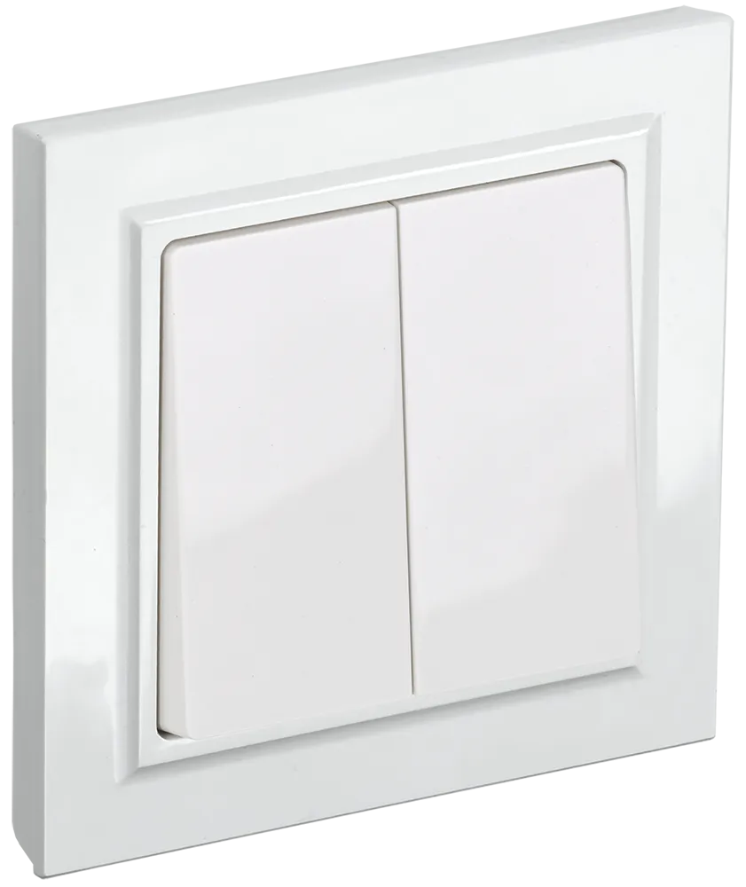 BRITE Выключатель 2-клавишный 10А в сборе ВСР10-2-0-БрБ белый IEK