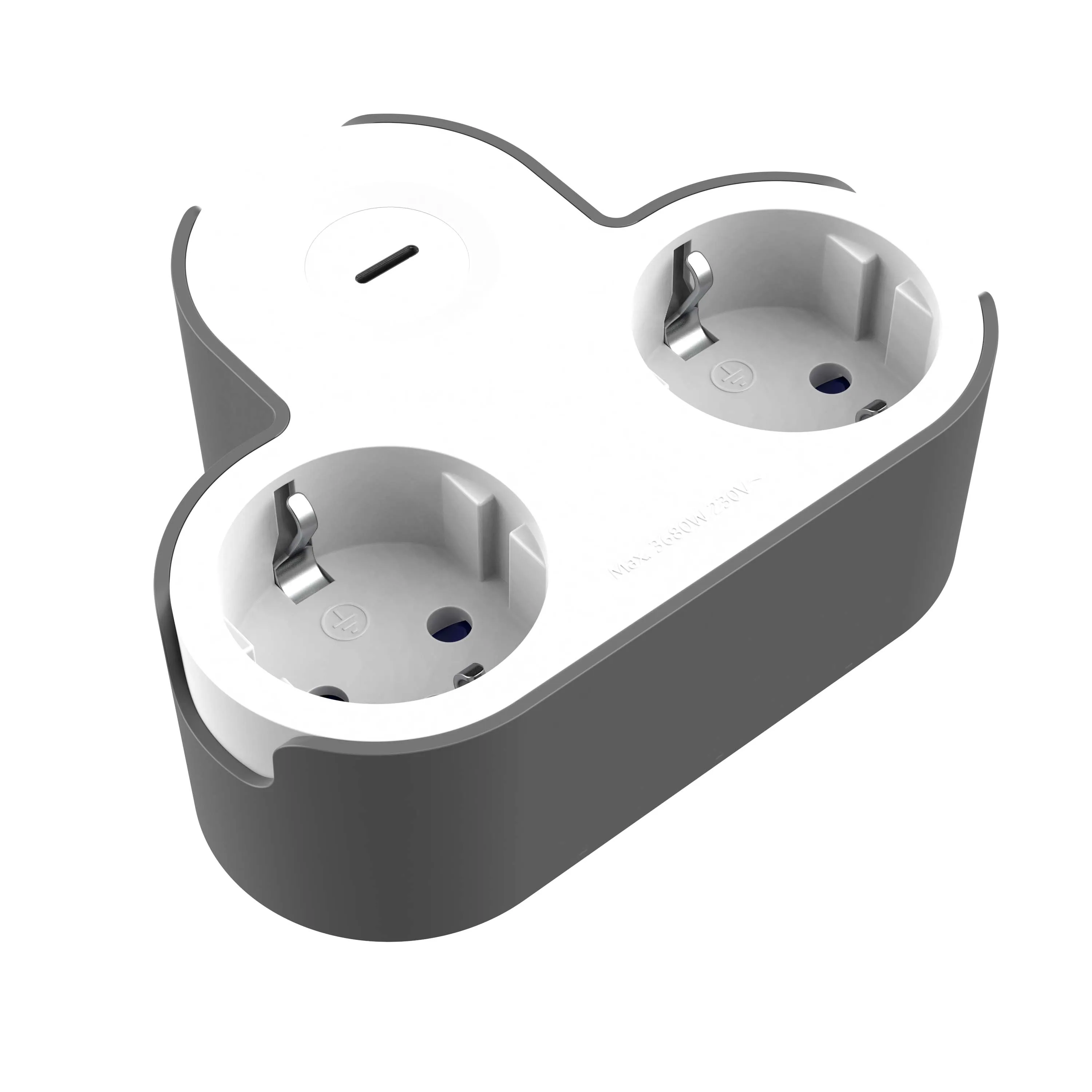 Сетевой разветвитель 2 гнезда с/з, с защитными шторками + 2 USB A+C, 230V, 16A, бело-серый DEKRON - Фото 3