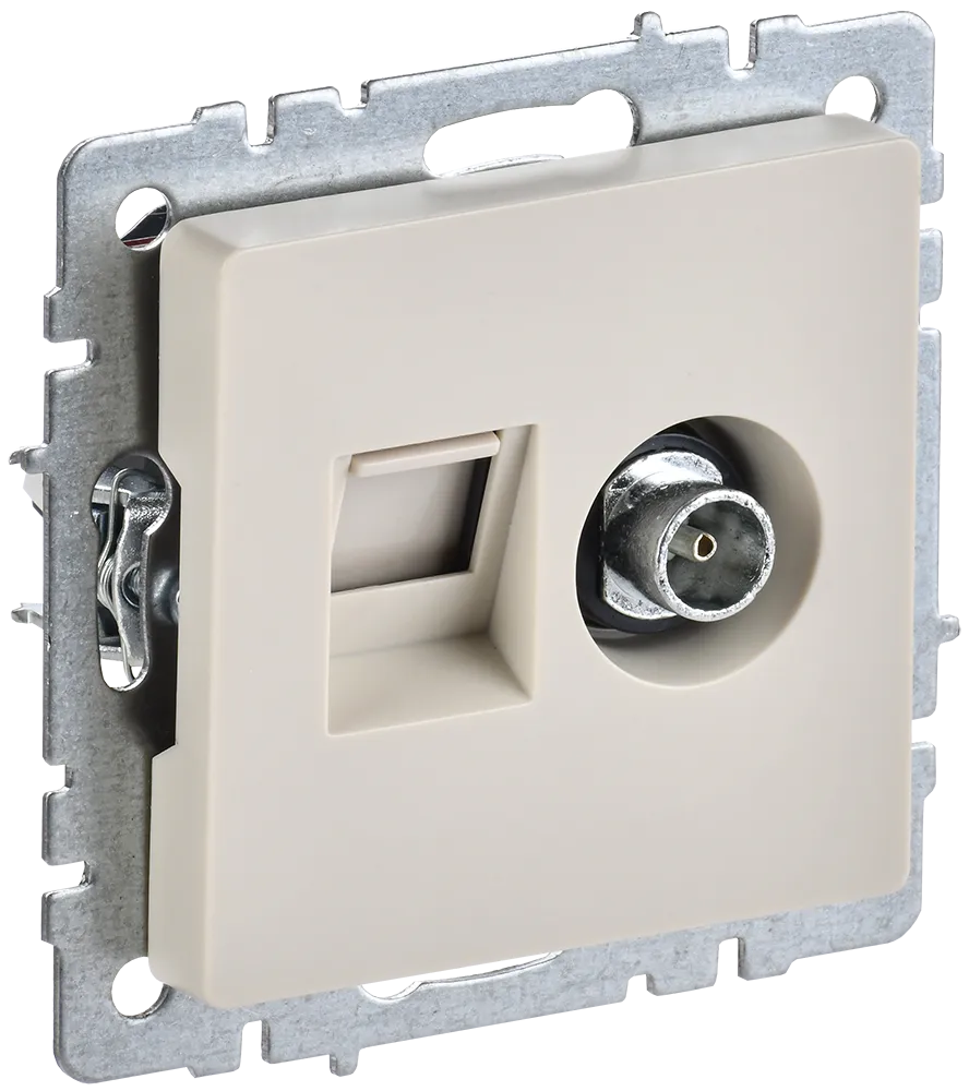 BRITE Розетка двойная TV+RJ45 кат.5E РТВ/РК12-БрКр бежевый IEK