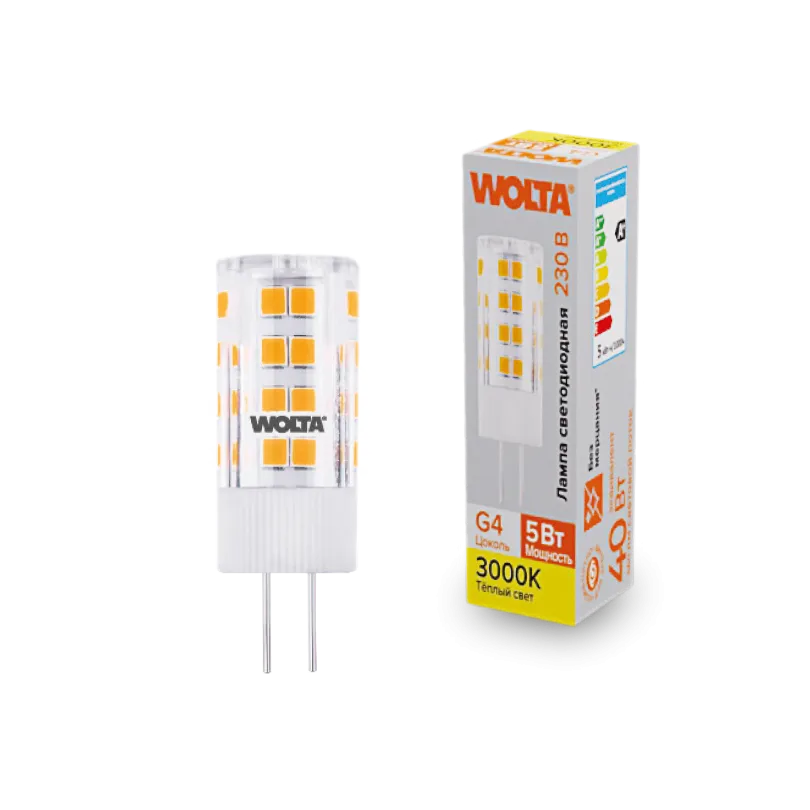Светодиодная лампа WOLTA WSTD-JC-220V5W3KG4-C 5Вт 3000K G4