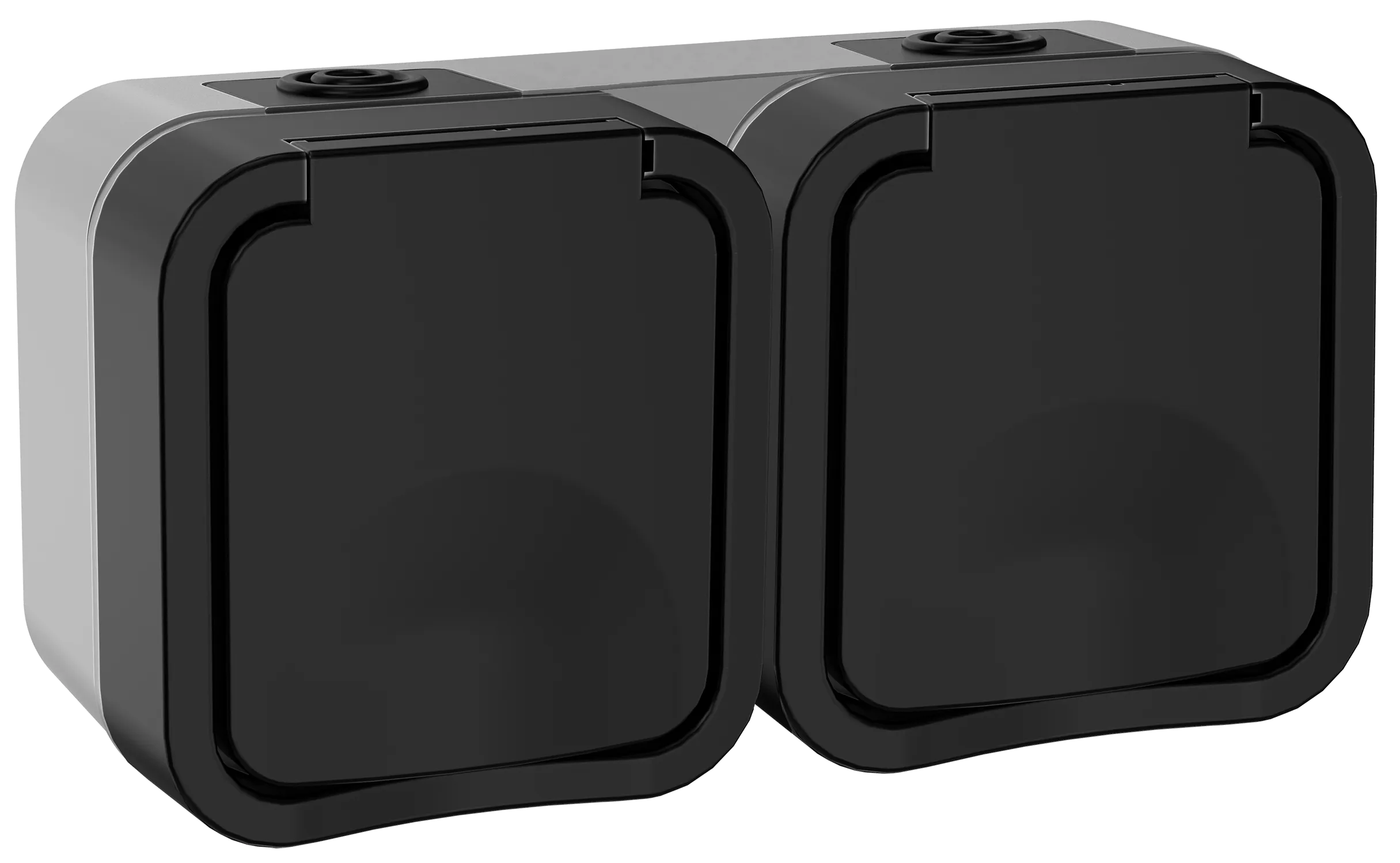 TORS Розетка 2-местная горизонтальная 16А IP55 TS122 графит IEK TS-R26-16-55-G-K53