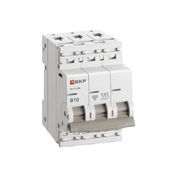 Авт. выкл. 3P 10А (В) 4,5kA ВА 47-63N EKF PROxima - Фото 2