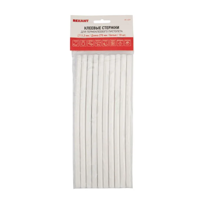 Стержни клеевые Ø11мм, 270мм, белые (10 шт/уп), хедер REXANT - Фото 2