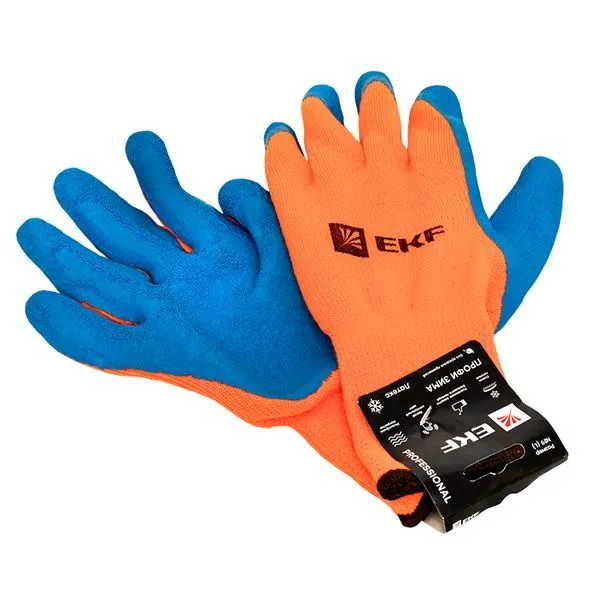 Перчатки рабочие ПРОФИ ЗИМА с рельефным латексным покрытием утепленные (10 класс, 9 разм) EKF Professional - Фото 3