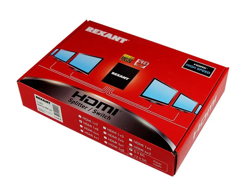 Делитель гнездо HDMI на 8 гнезд HDMI, металл REXANT - Фото 2
