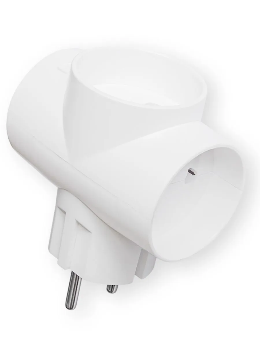 Разветвитель электрический 3 розетки без заземления, 16А, АБС, белый DEKRON DEK0907-0013