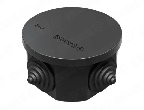 Коробка распаячная для о/п D75х40мм IP44 (60шт) ЧЕРНАЯ 4 гермоввода