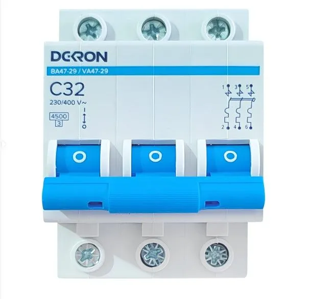 Автоматический выключатель ВА47-29 3P С32A 4,5кА mcb29-3-C32-dek