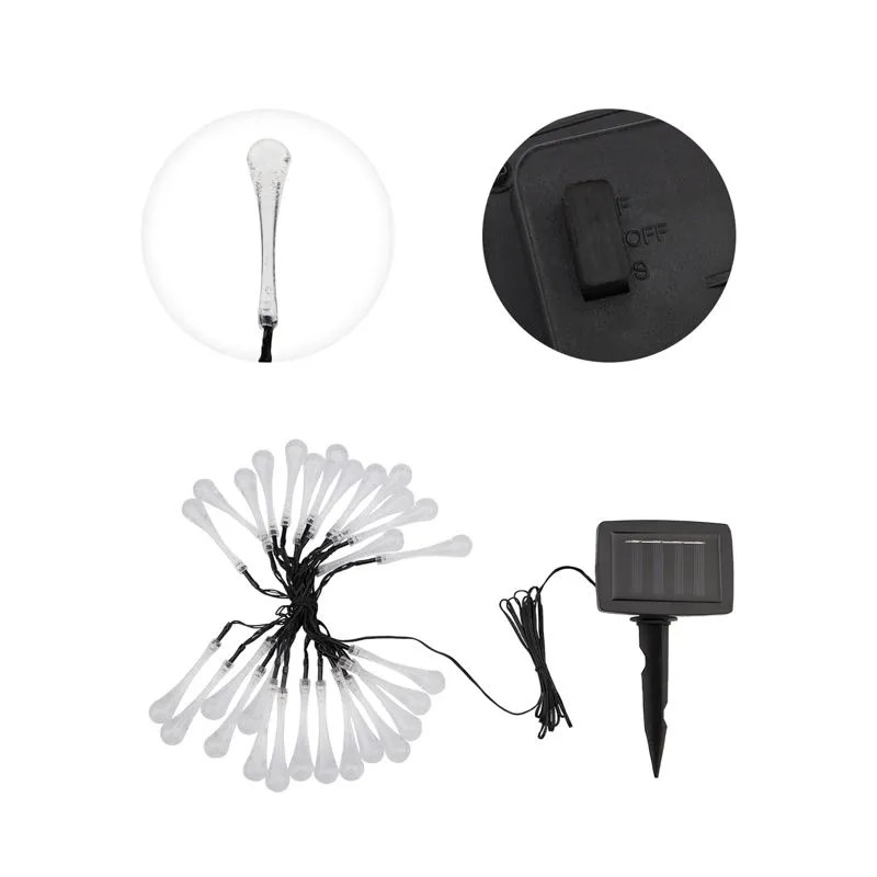 Гирлянда садовая (каскад) Сталактит 5м, 6500К, с аккумулятором и выносной солнечной панелью LAMPER - Фото 3