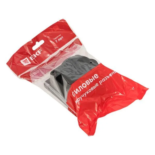 Роз. (колодка) одномест. с защит. крышкой каучуковая 230В 2P+PE 16A IP44 EKF Марс - Фото 3