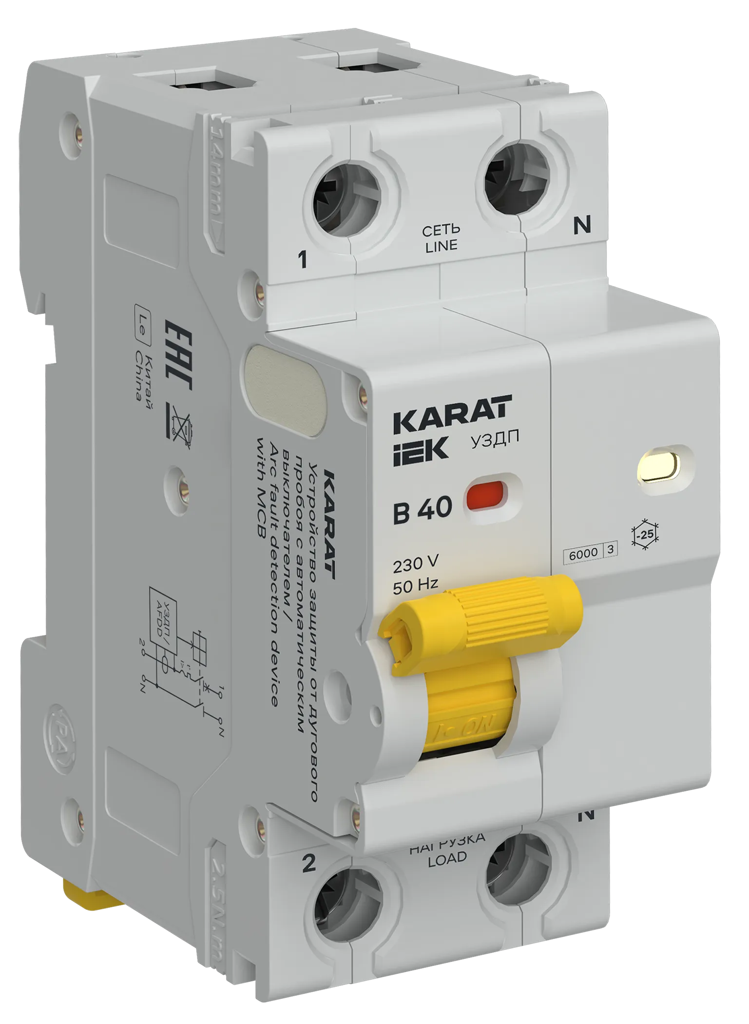 KARAT Устройство защиты от дугового пробоя с автоматическим выключателем 1P+N B 40А IEK KA-DP11-1-040-B