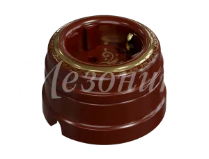 Розетка ретро фарфоровая,двухполюсная,с заземляющим контактом,коллекция "ИМПЕРАТОРСКАЯ" , цвет - GE70301-04EL