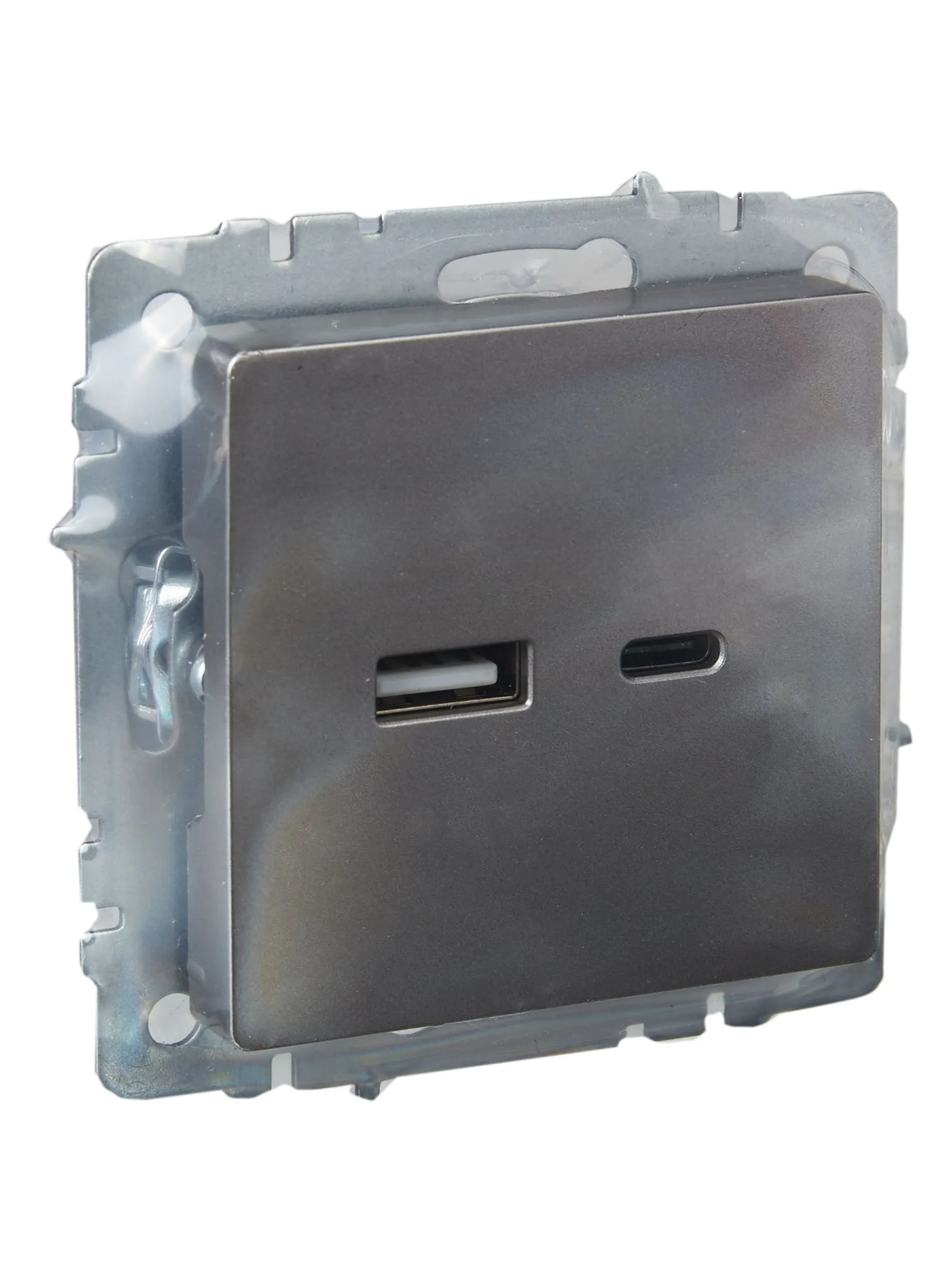 BRITE Розетка USB A+C 18Вт РЮ11-1-БрС сталь IEK - Фото 4