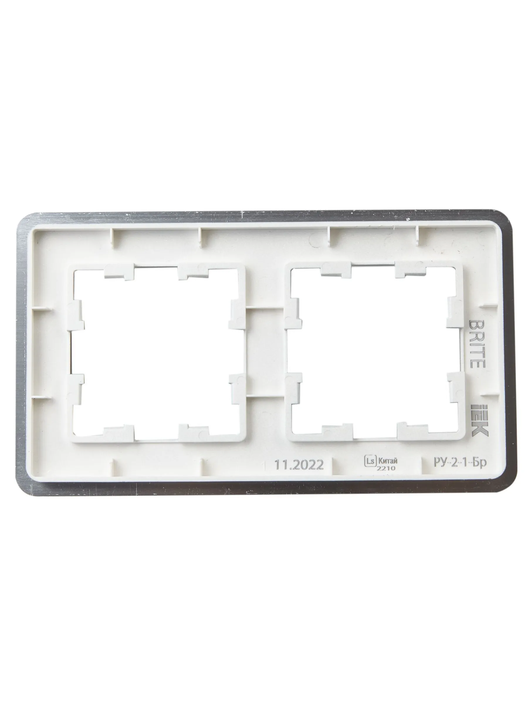 BRITE Рамка 2-местная РУ-2-1-Бр металл алюминий RE AL IEK - Фото 4