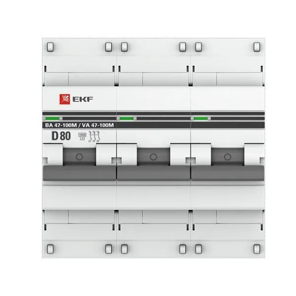 Авт. выкл. 3P 80А (D) 10kA ВА 47-100M без тепл. расцепит. EKF PROxima