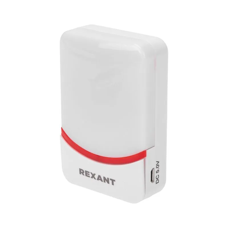 Беспроводной дверной звонок c цифровым кодированием переливающийся 38 мелодий 150м IP44 (белый/красный) REXANT - Фото 4