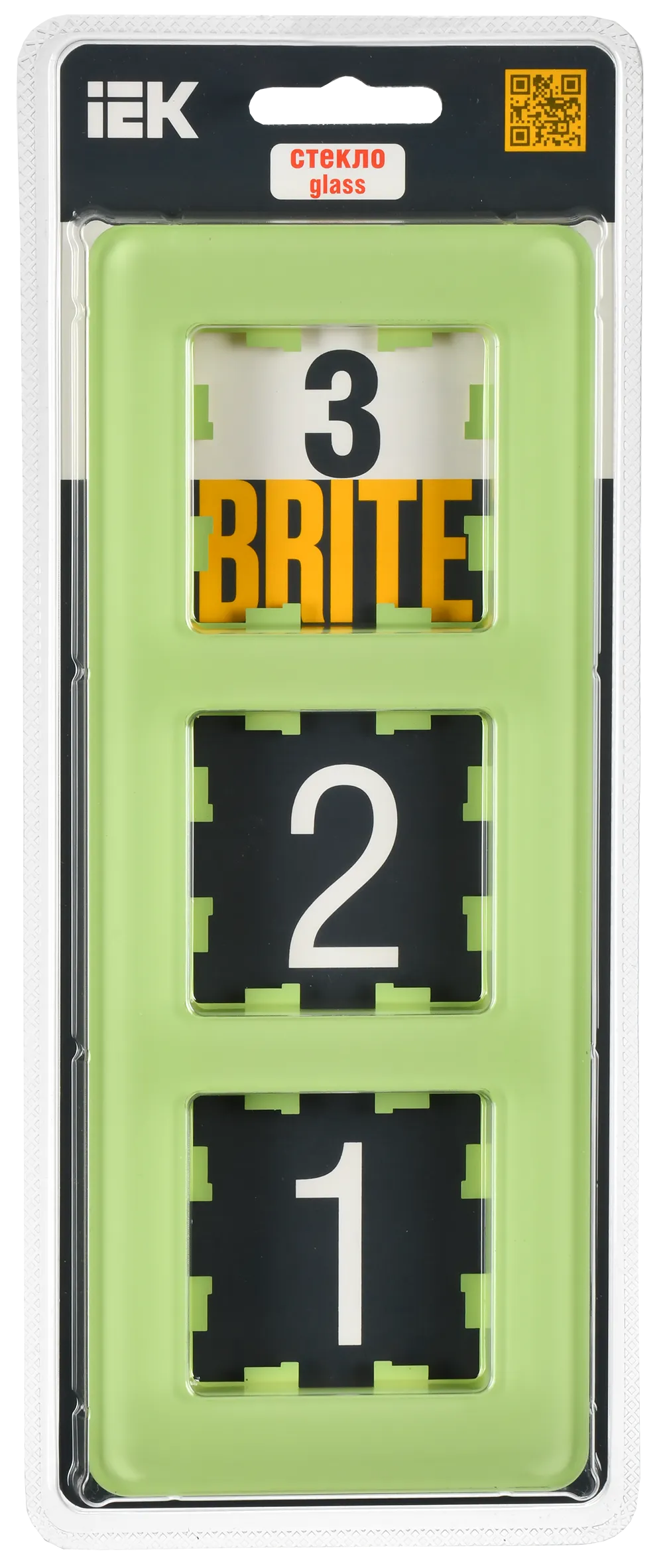 BRITE Рамка 3-местная РУ-3-2-Бр стекло эко грин RE IEK - Фото 2