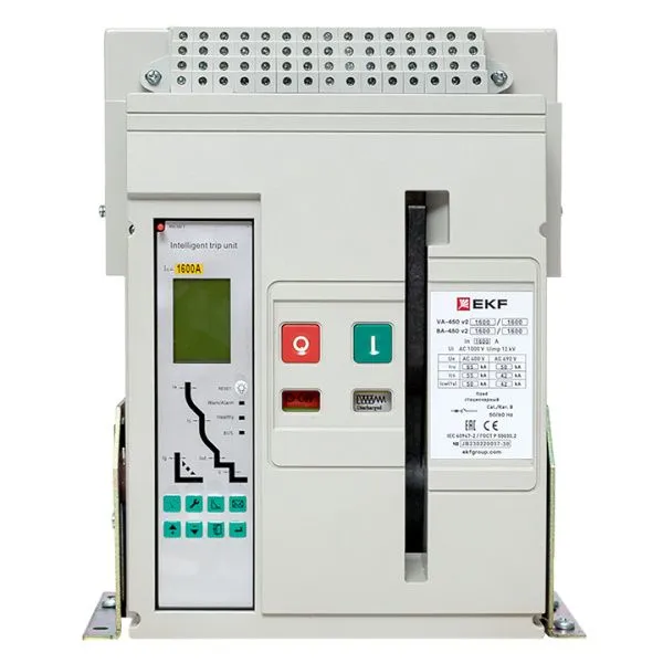 ВА-450 1600/1600А 3P 65кА стац., гориз., ETU(220В AC) LCD ModBus-RTU, мп/нр/вкл.к.(220В AC), ав/доп. 1CO/2NO+4CO