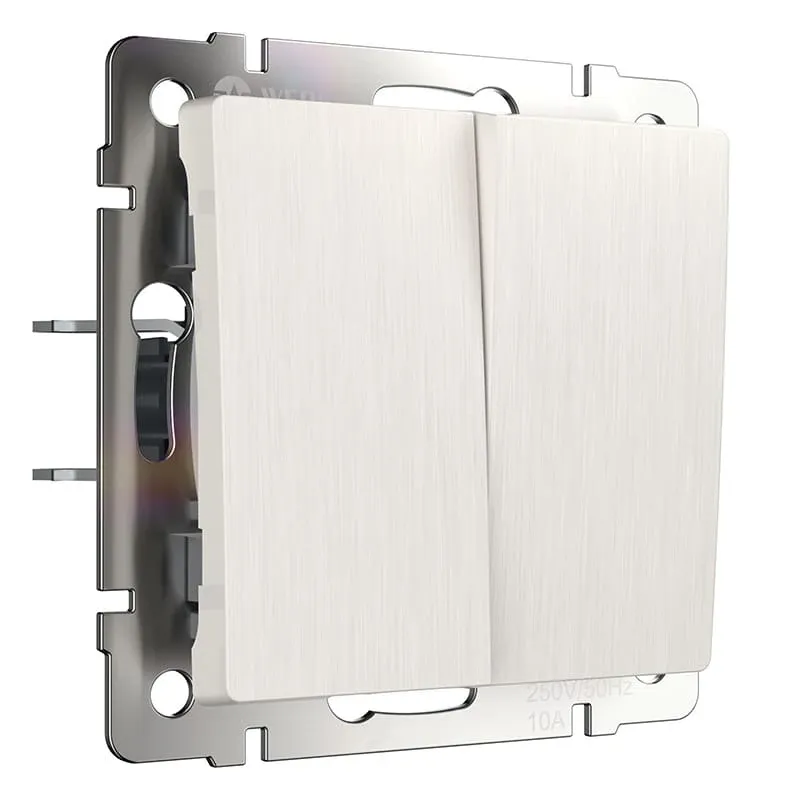 Выключатель двухклавишный (перламутровый рифленый) Werkel