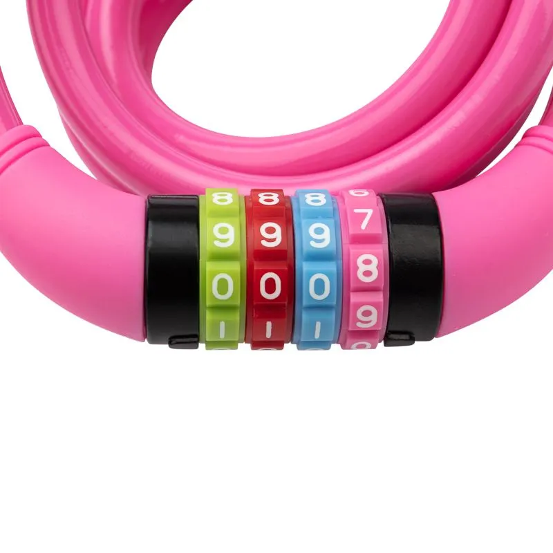 Тросовый кодовый замок взломостойкий для велосипедов и колясок 150 см розовый - Фото 2