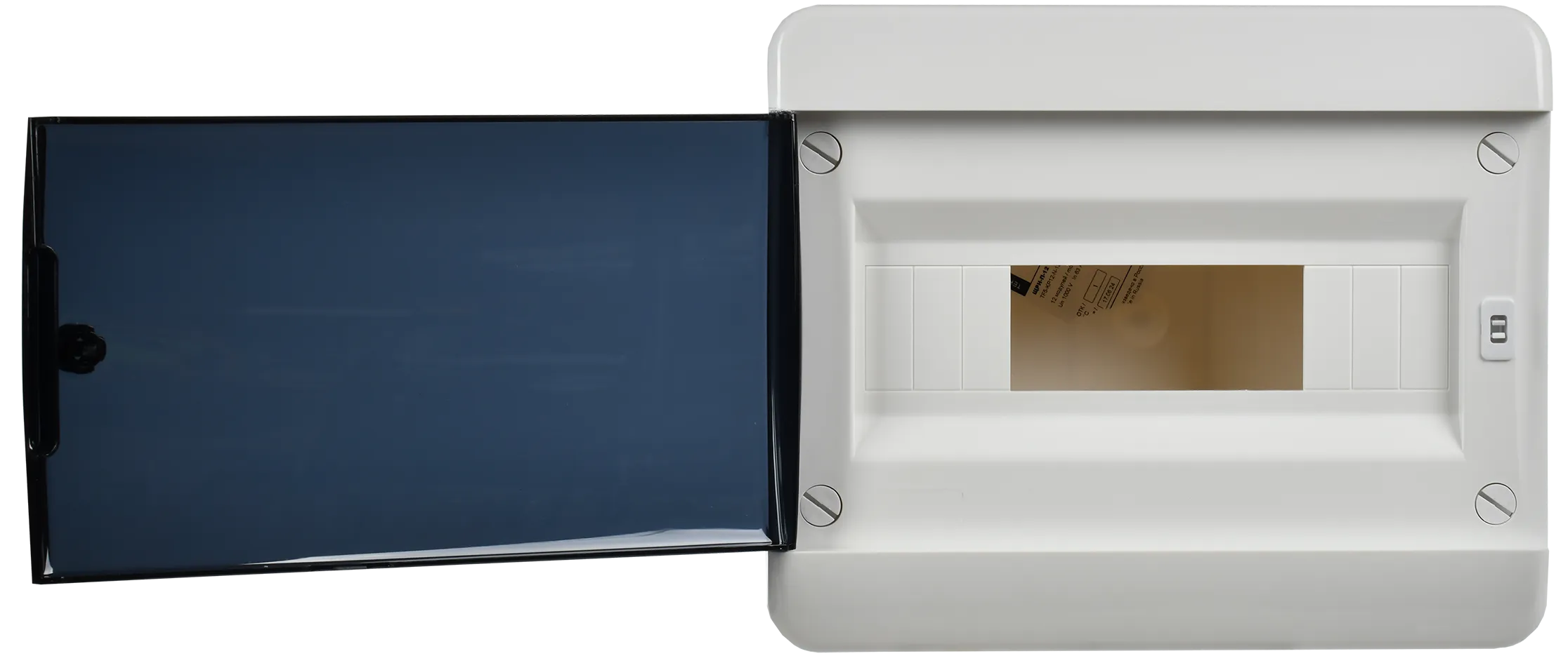 TEKFOR Корпус пластиковый БЕЛЫЙ ЩРН-П-12, IP41 черная прозрачная дверь IEK - Фото 4