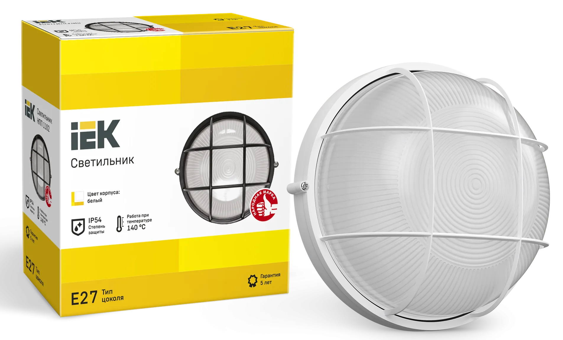 Светильник НПП1102 круг с решеткой 100Вт IP54 черный IEK - Фото 3