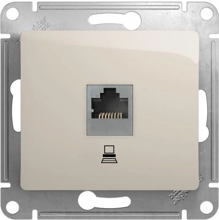 Розетка компьютерная 1-м Glossa RJ45 кат.5E механизм молочн. SE GSL000981K