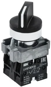 Переключатель LA167-BDF25 на 2 положения 1з+1р черный IEK BSW20-BDF25-3-24-67-2-K02