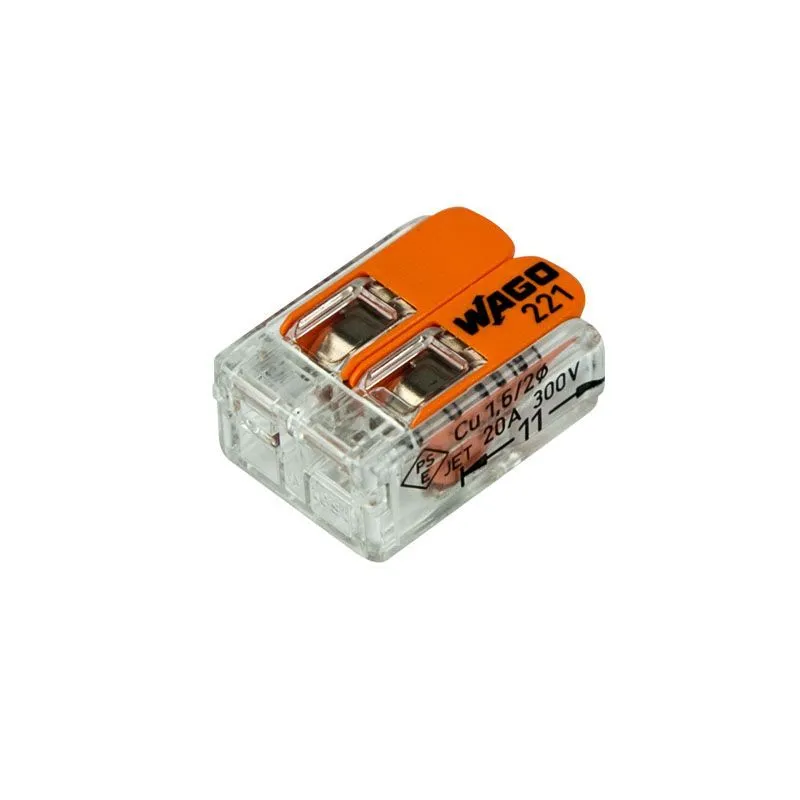 221-412 Универсальная компактная клемма 2-контактная до 4,0 мм² (100 шт./уп.) WAGO 