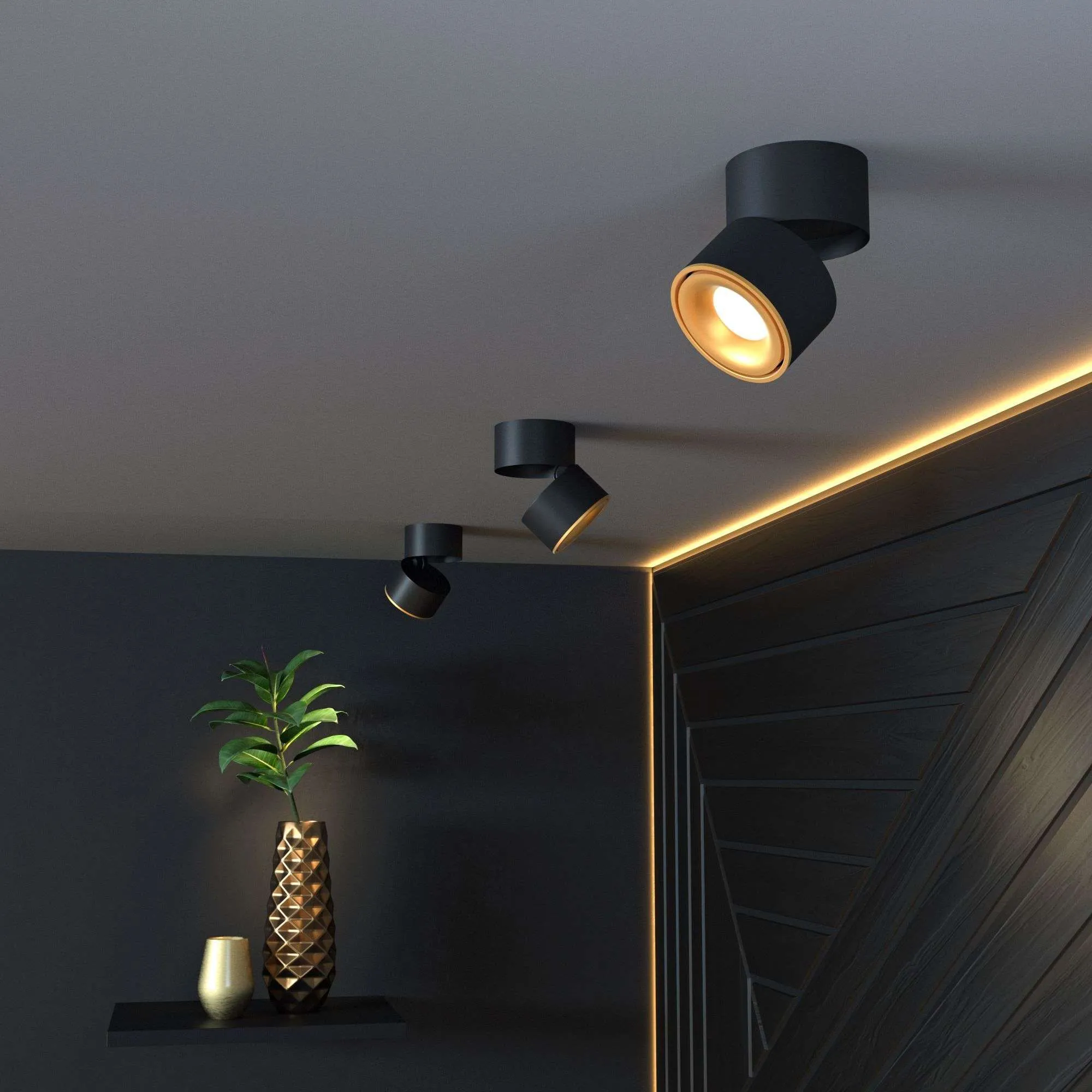 Светильник светодиодный накладной DLR031 15W 4200K 3100 черный матовый/золото Elektrostandard - Фото 4