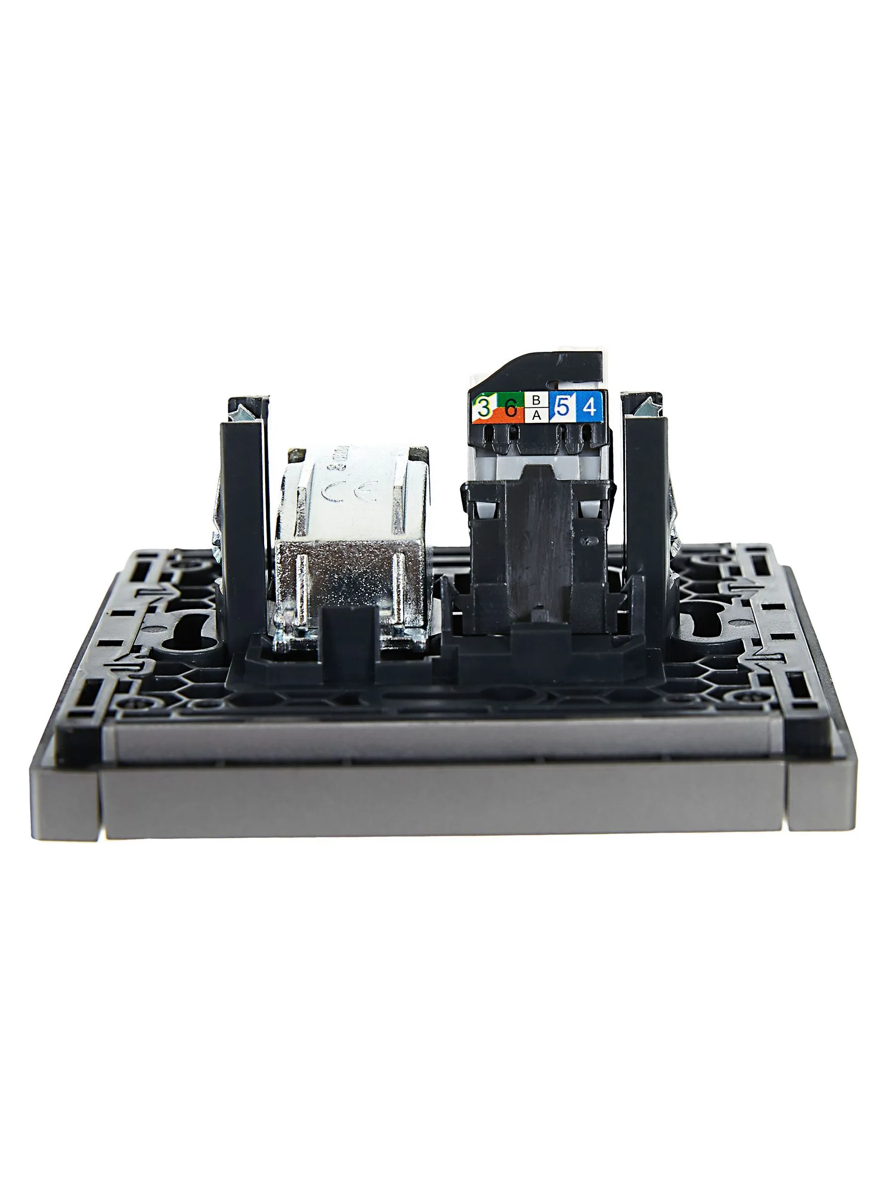 FORTE&PIANO Розетка двойная TV+RJ45 кат.5E FP536 сталь IEK - Фото 5