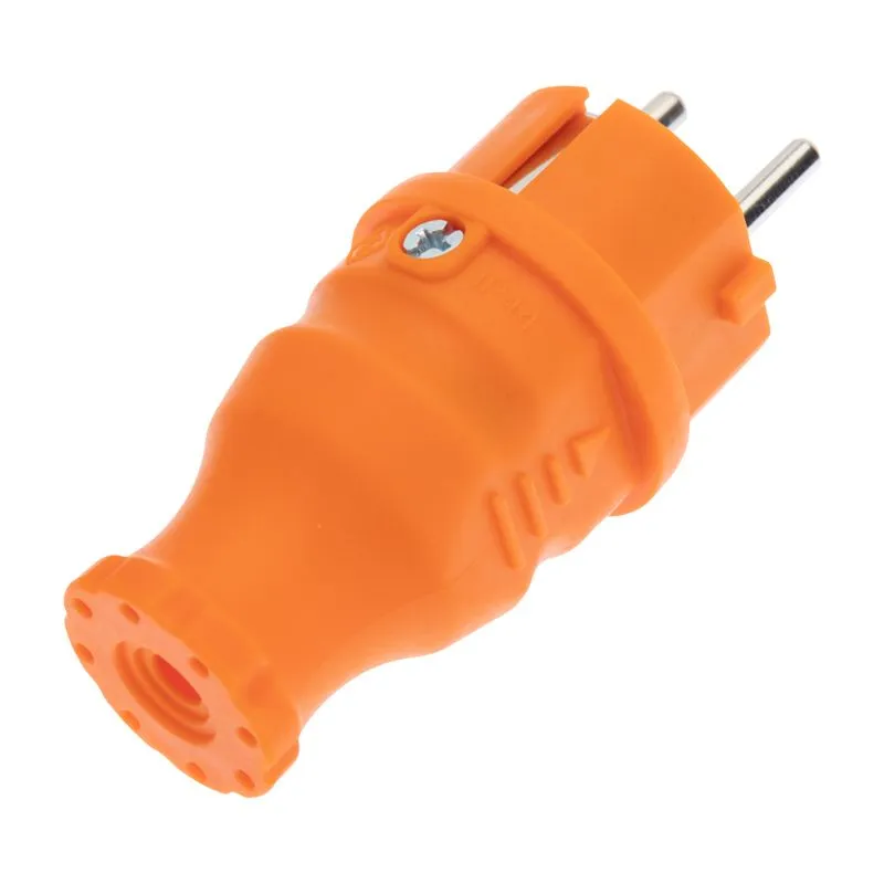 Вилка влагозащищенная прямая, c/з, 16А, IP44, каучук, оранжевая REXANT - Фото 3
