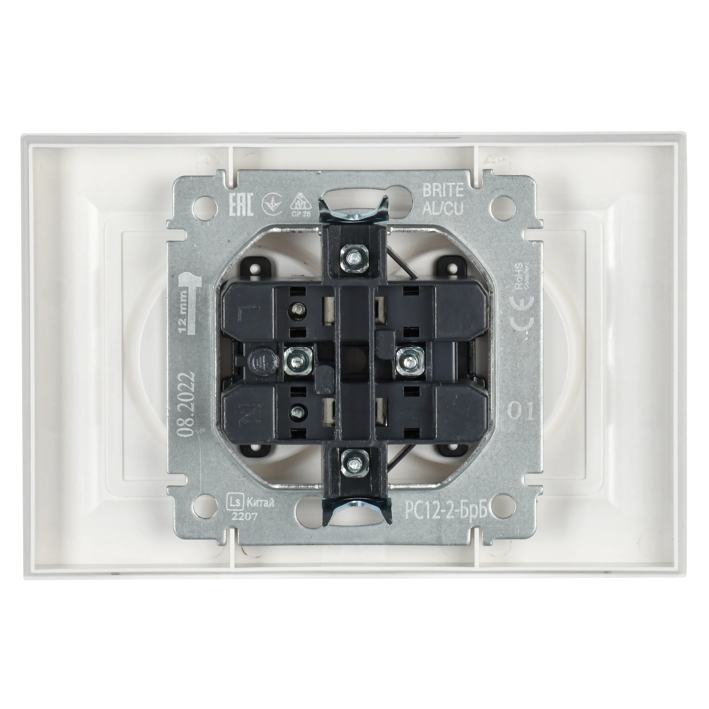BRITE Розетка 2-местная без заземления без защитных шторок 10А в сборе РС12-2-БрБ белый IEK - Фото 4