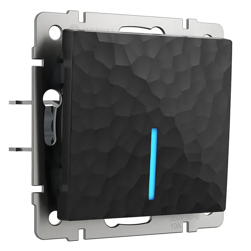 Выключатель одноклавишный с подсветкой (hammer черный) Werkel