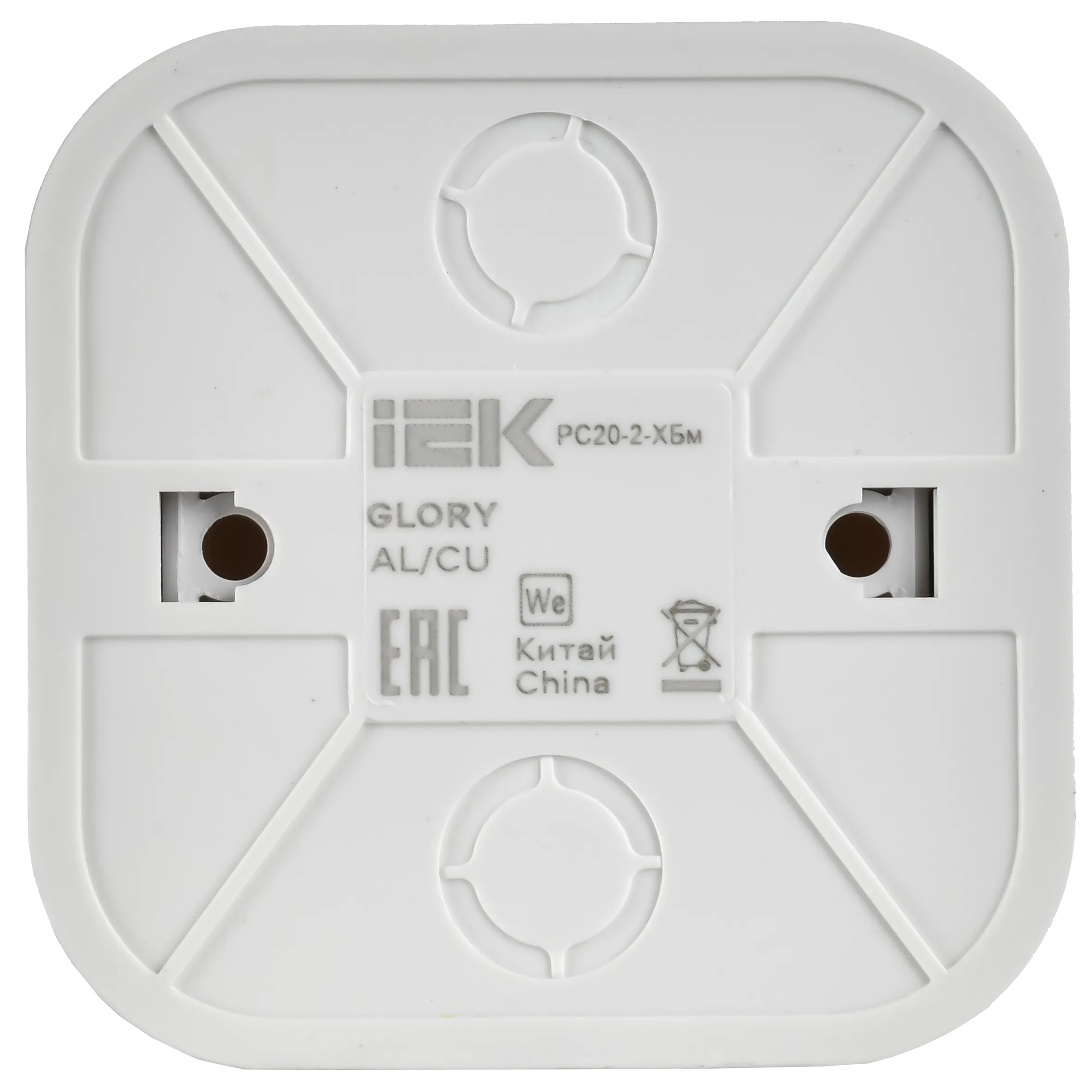 GLORY Розетка 1-местная для открытой установки без заземления без защитных шторок 10А РС20-2-ХБм белый матовый IEK - Фото 3