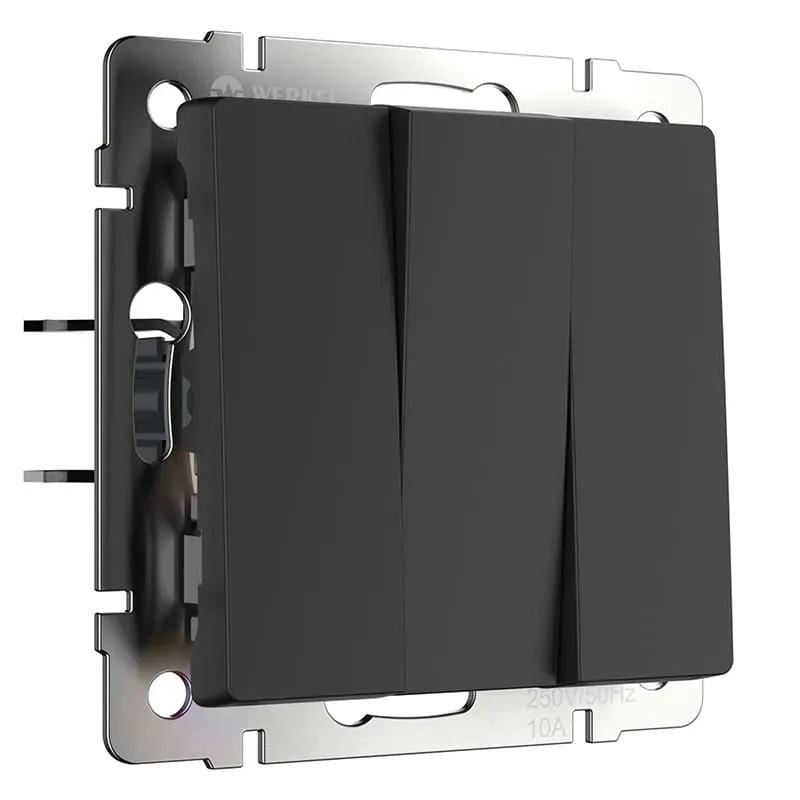 Выключатель трехклавишный (черный матовый) Werkel