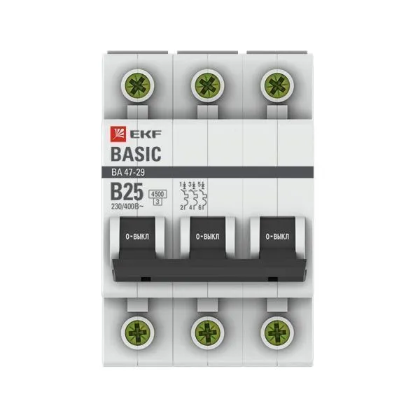 Авт. выкл. 3P 25А (B) 4,5кА ВА 47-29 - Фото 3