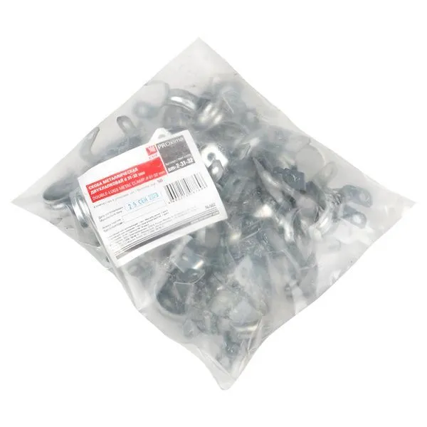 Скоба метал. двухлапковая d31-32 мм (50 шт) EKF PROxima - Фото 2