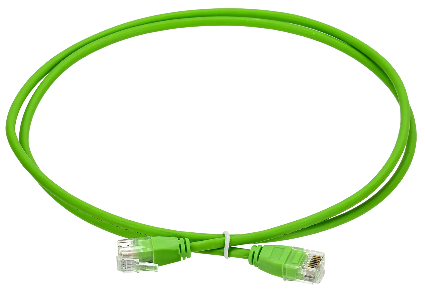ITK Коммутационный шнур кат.6 UTP LSZH 1м slim колпачок без язычка зеленый