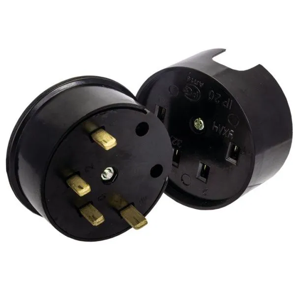 Разъем РШ-ВШ 32А 380В 3P+PE ОУ карболитовый черн. EKF