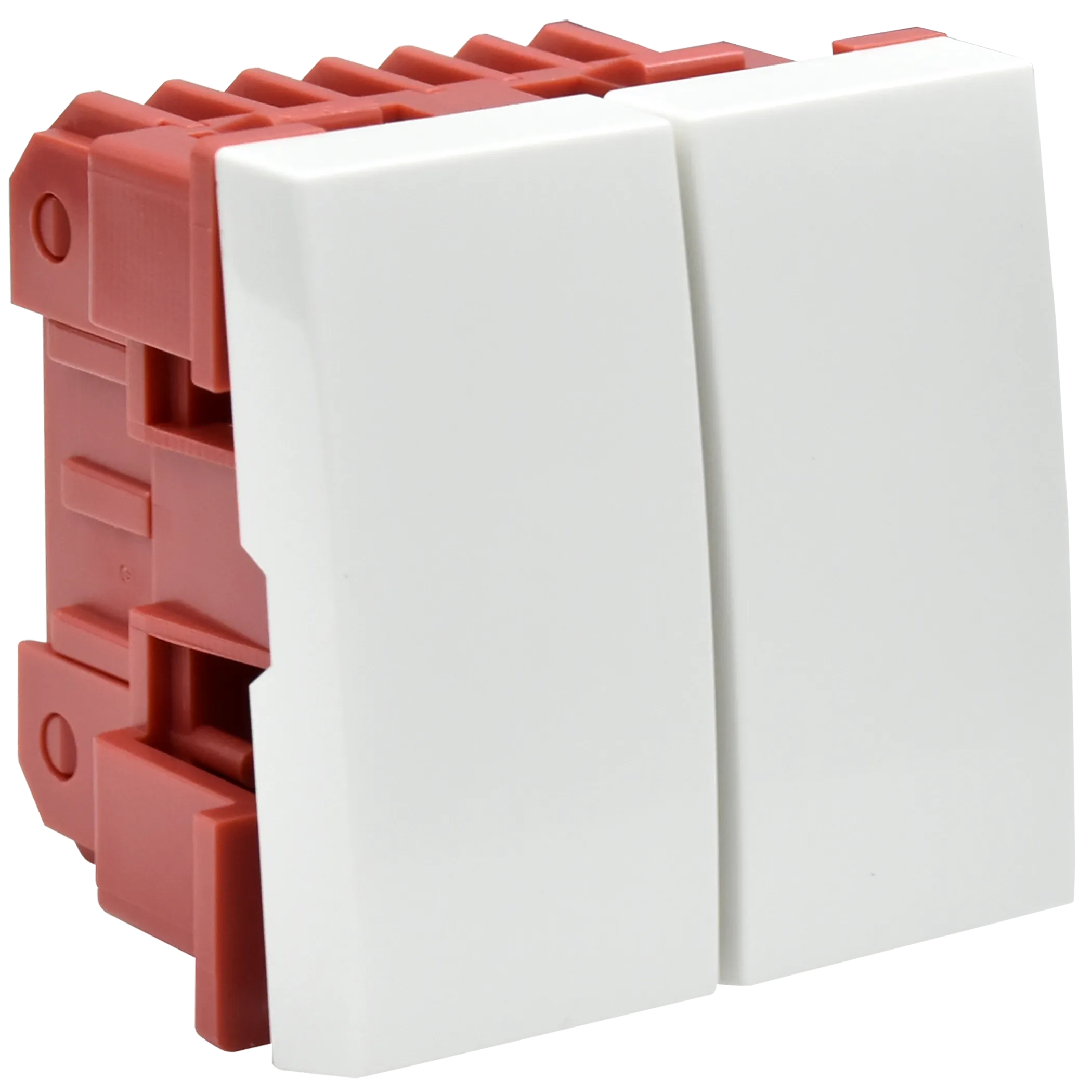 Выключатель проходной (переключатель) двухклавишный ВК4-22-00-П (на 2 модуля) ПРАЙМЕР белый IEK