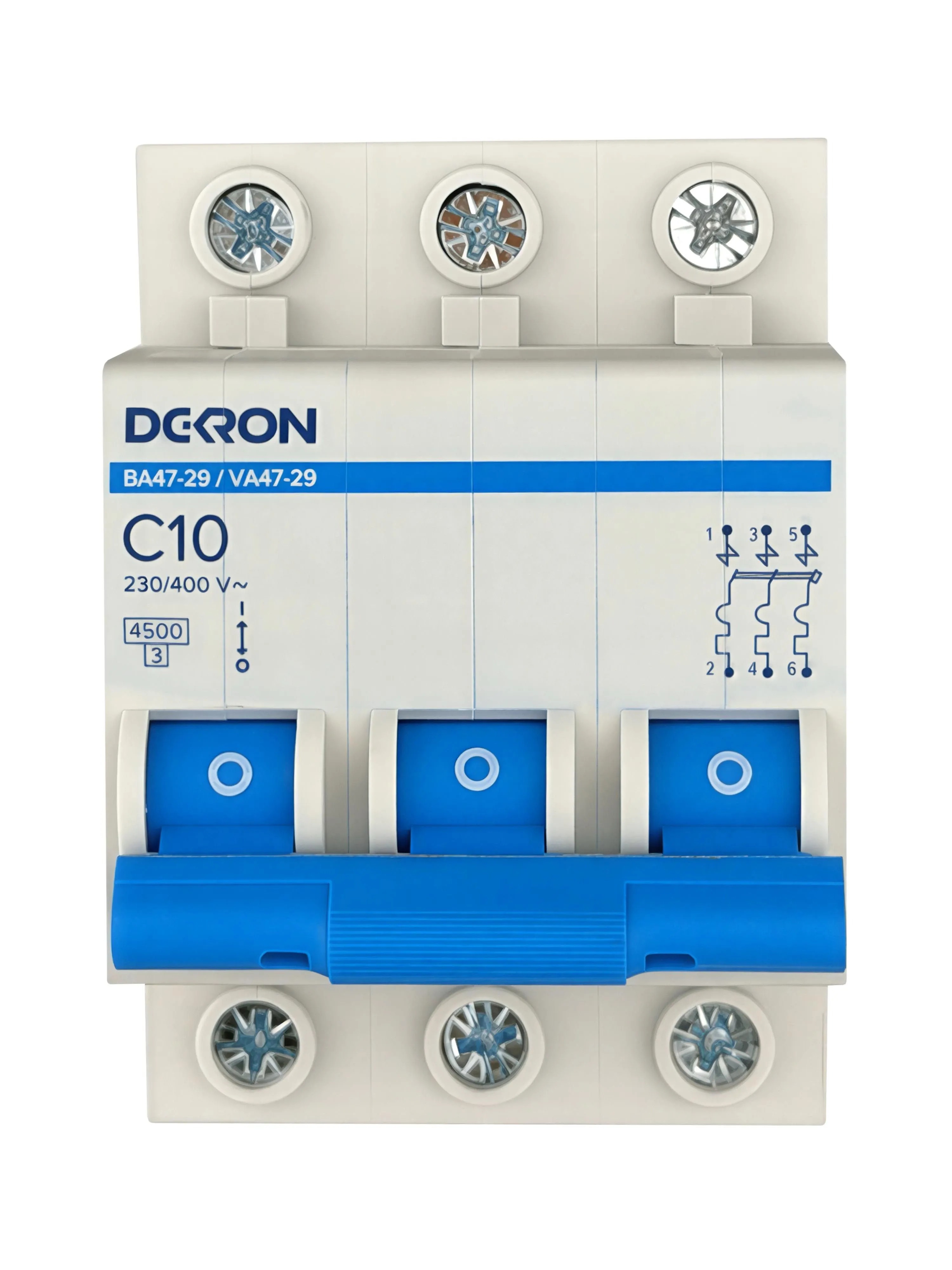 Автоматический выключатель ВА47-29 3P С10A 4,5кА mcb29-3-C10-dek