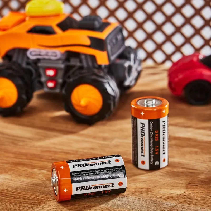 Батарейка солевая D/R20, 1,5В, 2 шт, термопленка PROconnect - Фото 2