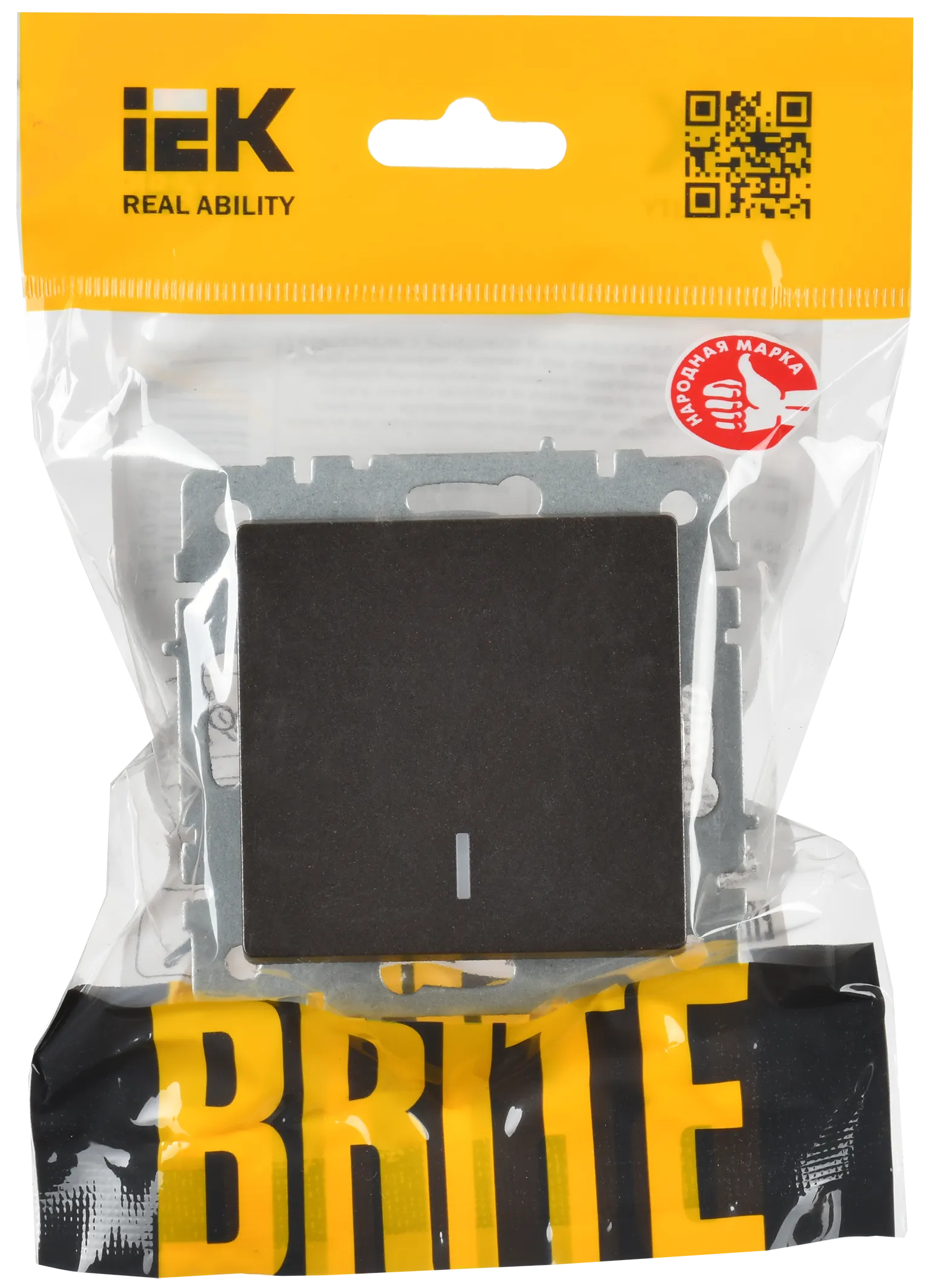 BRITE Выключатель 1-клавишный проходной с индикацией 10А ВС10-1-7-БрТБ темная бронза IEK - Фото 2
